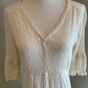 Target Knox Rose Size M Ivory Hippie Boho Bell Sleeve V-Neck Empire Maxi Dress